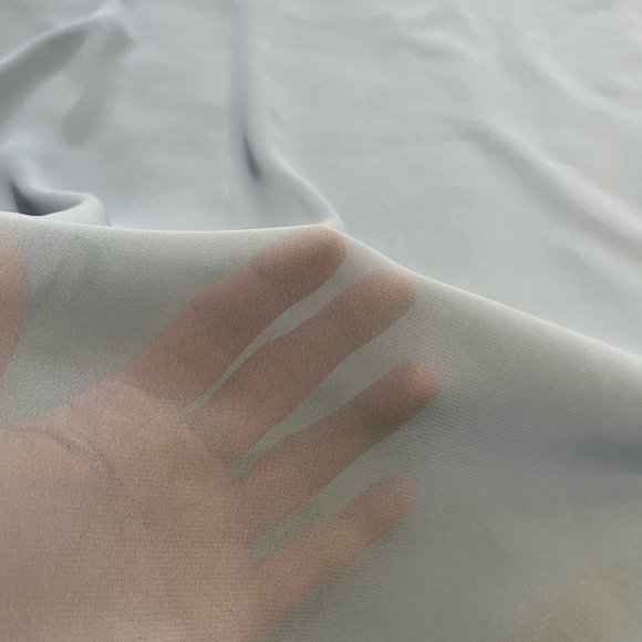 NEW Formal Skirt w/ Train Sheer Chiffon Dusty Blue Floor Length - Picture 6 of 12